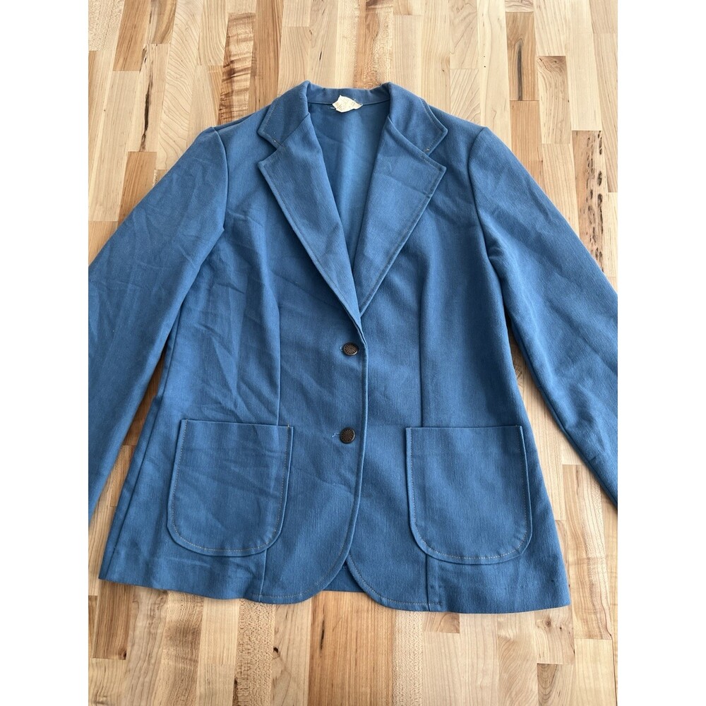 American Vintage Denim Blazer Jacket Collared 2 Button Pockets Made in USA Large